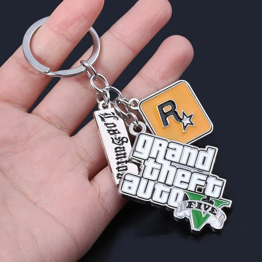 Game PS4 GTA5 Keychain GTA V Grand Theft Auto 5 Star Muti Pendant Keyring For Men Fashion Key Holder Jewelry - AZ Games Co.