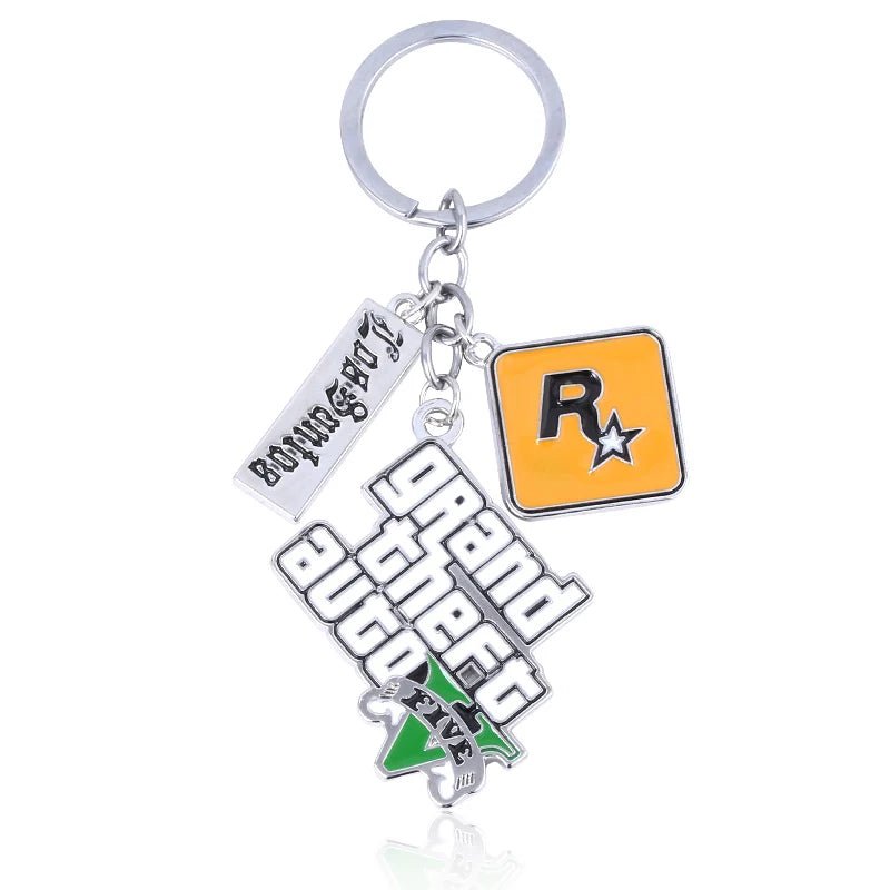 Game PS4 GTA5 Keychain GTA V Grand Theft Auto 5 Star Muti Pendant Keyring For Men Fashion Key Holder Jewelry - AZ Games Co.