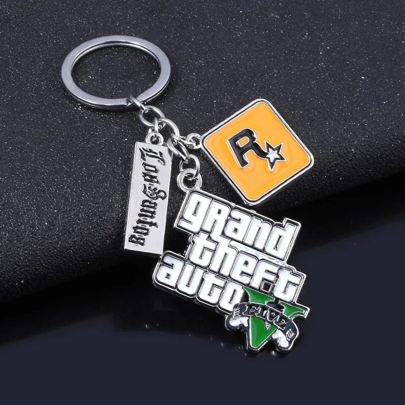 Game PS4 GTA5 Keychain GTA V Grand Theft Auto 5 Star Muti Pendant Keyring For Men Fashion Key Holder Jewelry - AZ Games Co.