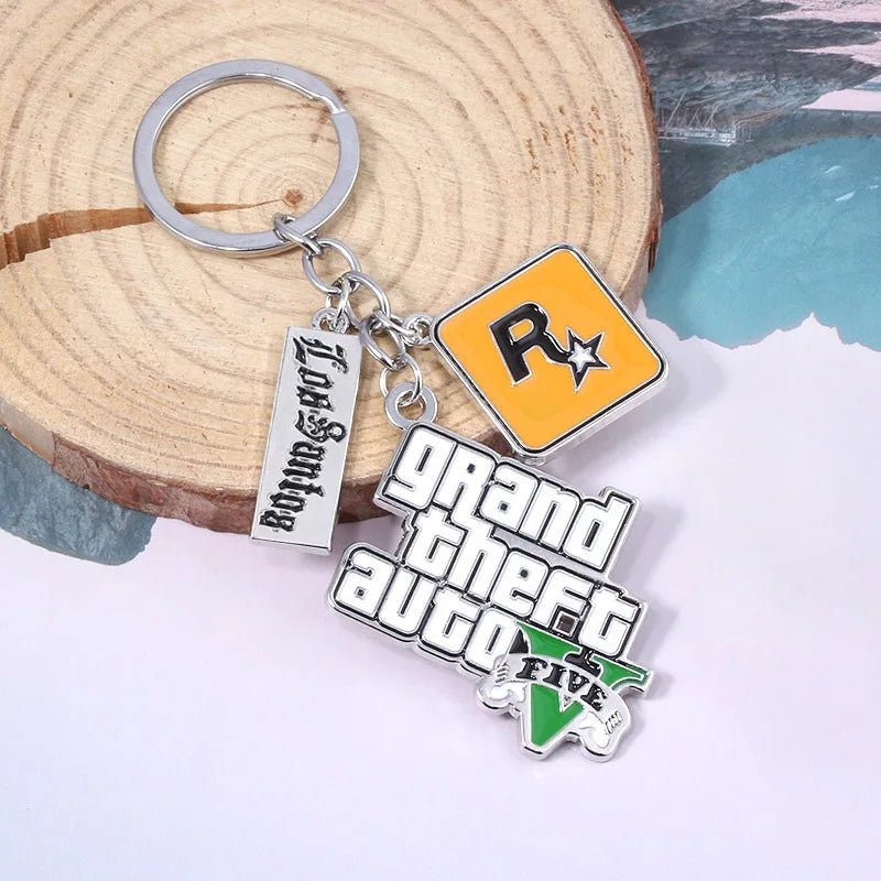 Game PS4 GTA5 Keychain GTA V Grand Theft Auto 5 Star Muti Pendant Keyring For Men Fashion Key Holder Jewelry - AZ Games Co.