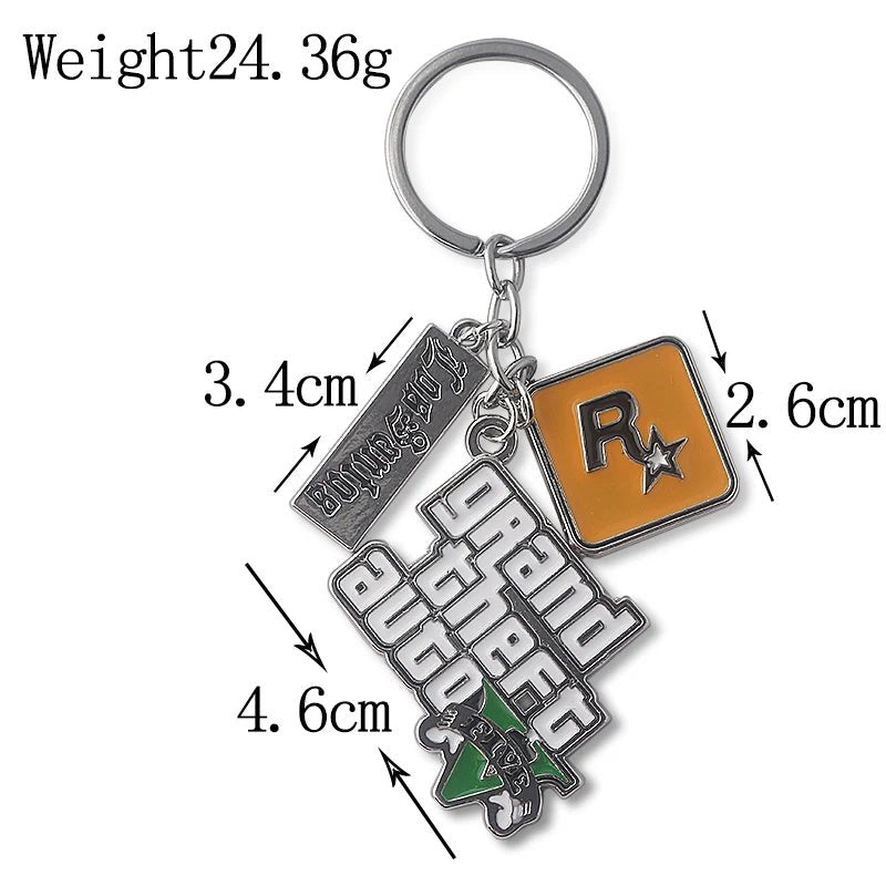 Game PS4 GTA5 Keychain GTA V Grand Theft Auto 5 Star Muti Pendant Keyring For Men Fashion Key Holder Jewelry - AZ Games Co.