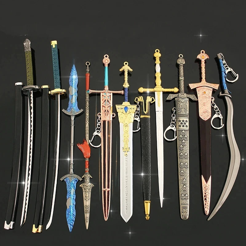 [Hot-Sale] Dark Moon Greatsword Elden Ring Ranni Collectable Weapon Model Full Metal Keychain Pendant Peripheral Sword Model Toy