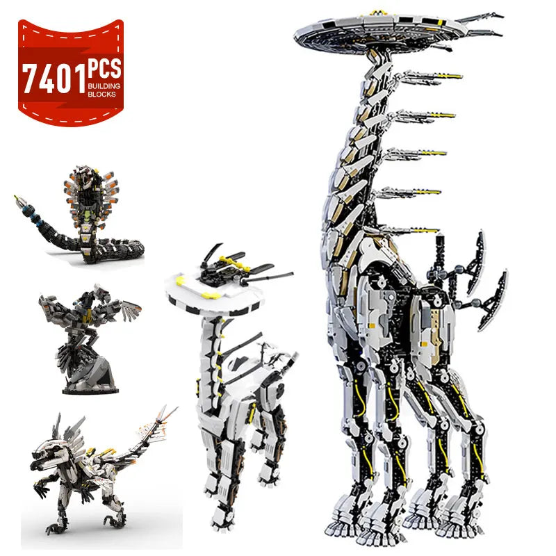 Neue MOC Horizon Zero Dawned Langhals-Biest Actionfigur Baustein Mechanischer Monster Mech Konstruktor Ziegel Spielzeug Geschenke