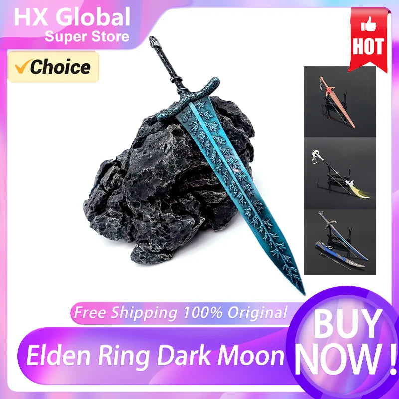 [Hot-Sale] Dark Moon Greatsword Elden Ring Ranni Collectable Weapon Model Full Metal Keychain Pendant Peripheral Sword Model Toy