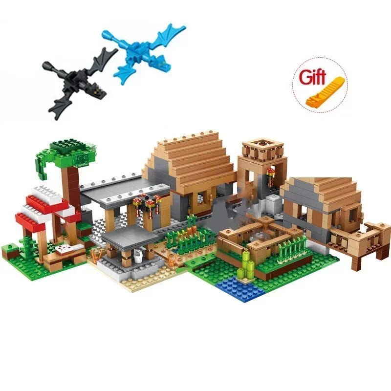 2024 NEW Compatible My World Minecraftinglys Building Village City Tree House Waterfall Warhorse Bricks Toys For Children Gifts - AZ Games Co.