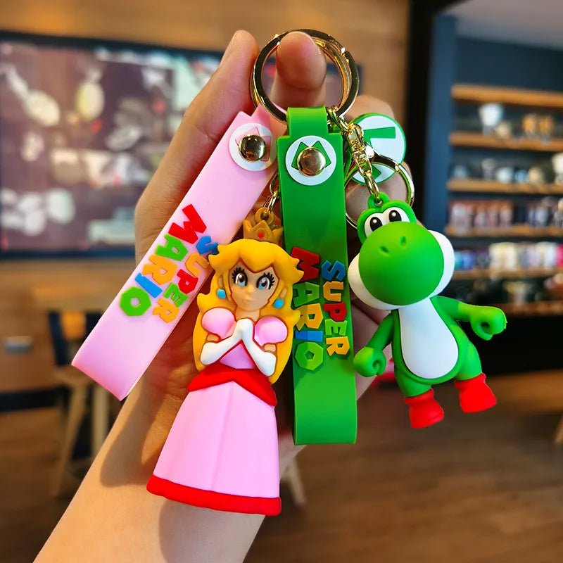 10styles Super Mario Keychain Mario Bros Luigi Toad Yoshi Bowser Action Figure Model Pvc Cartoon Bag Doll Pendant Toys Gift - AZ Games Co.